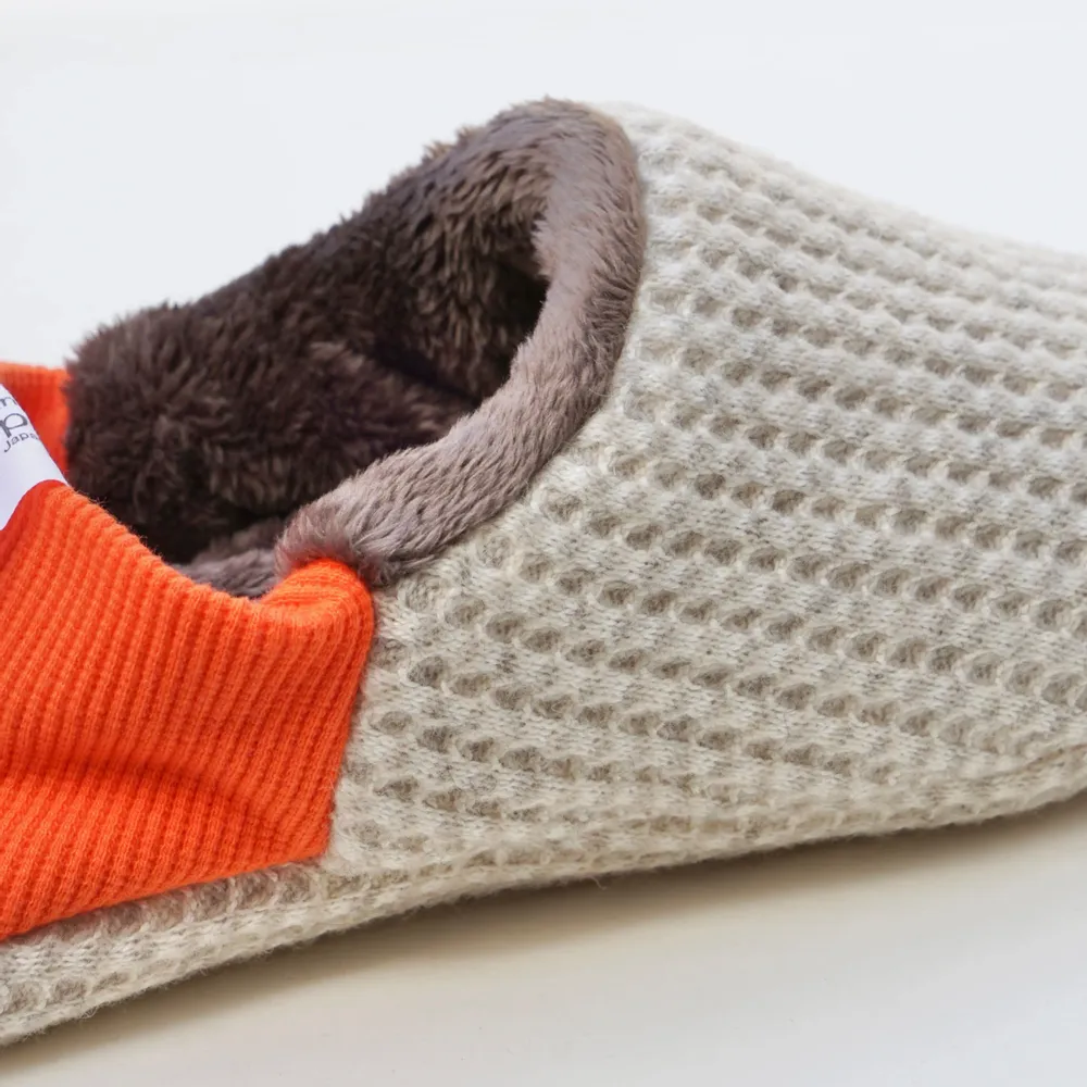 Chaussettes - JAPAN MADE Reversible room shoes / Waffle Knit × Micro Boa - MERIPPA