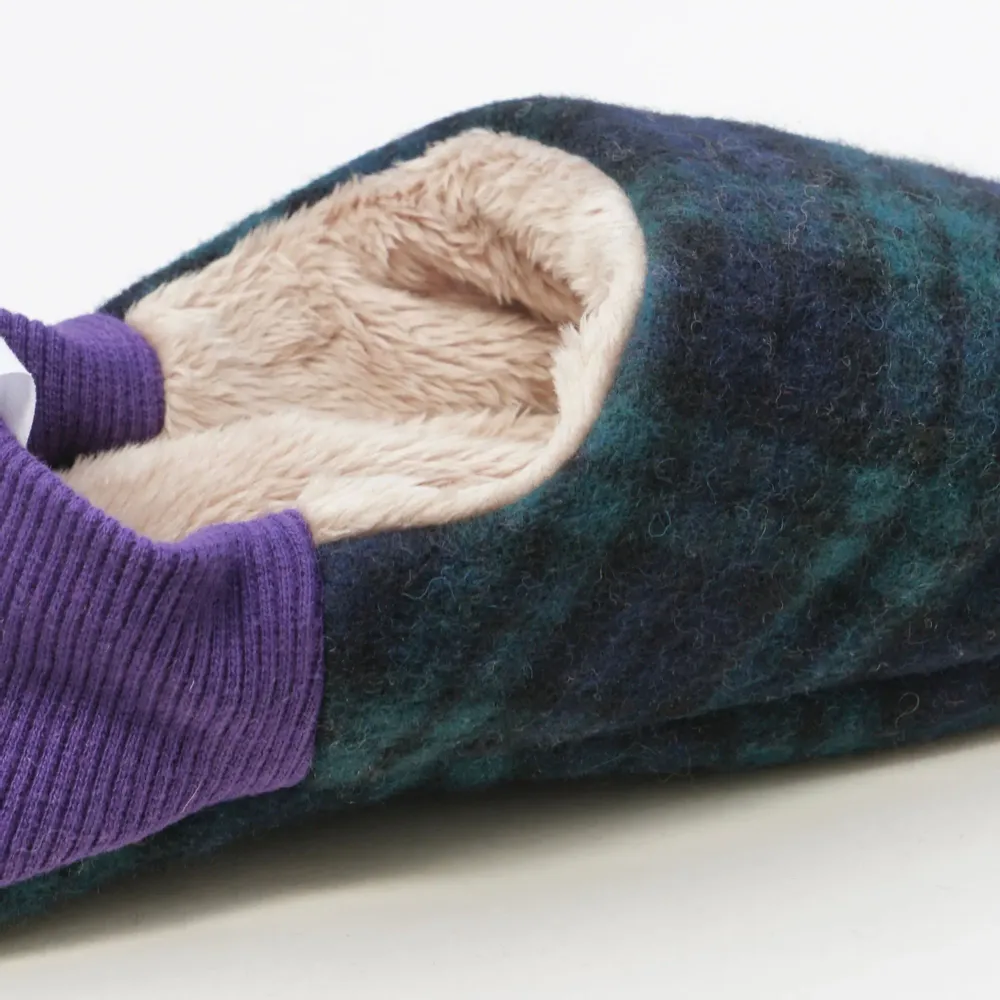 Chaussettes - JAPAN MADE Reversible room shoes / Shaggy Tartan × Micro Boa - MERIPPA