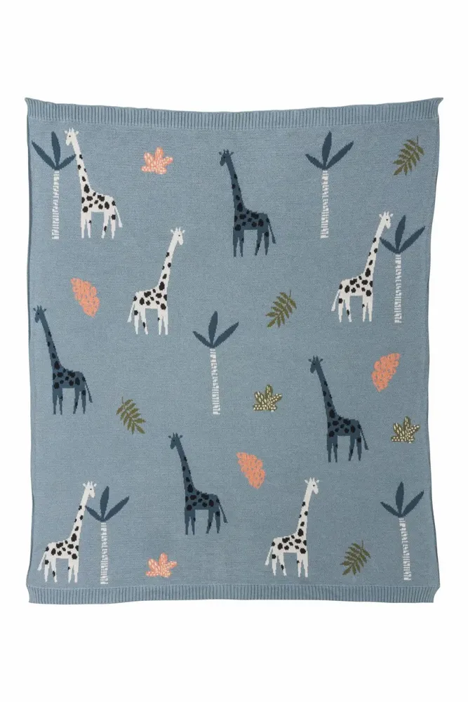 Children's bedrooms - Cushion cover and baby blanket WHALIO & GIRAFFE for children - TRANQUILLO
