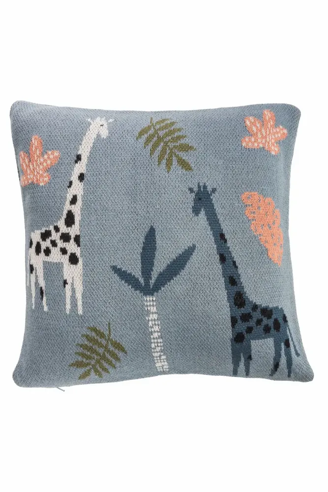 Children's bedrooms - Cushion cover and baby blanket WHALIO & GIRAFFE for children - TRANQUILLO