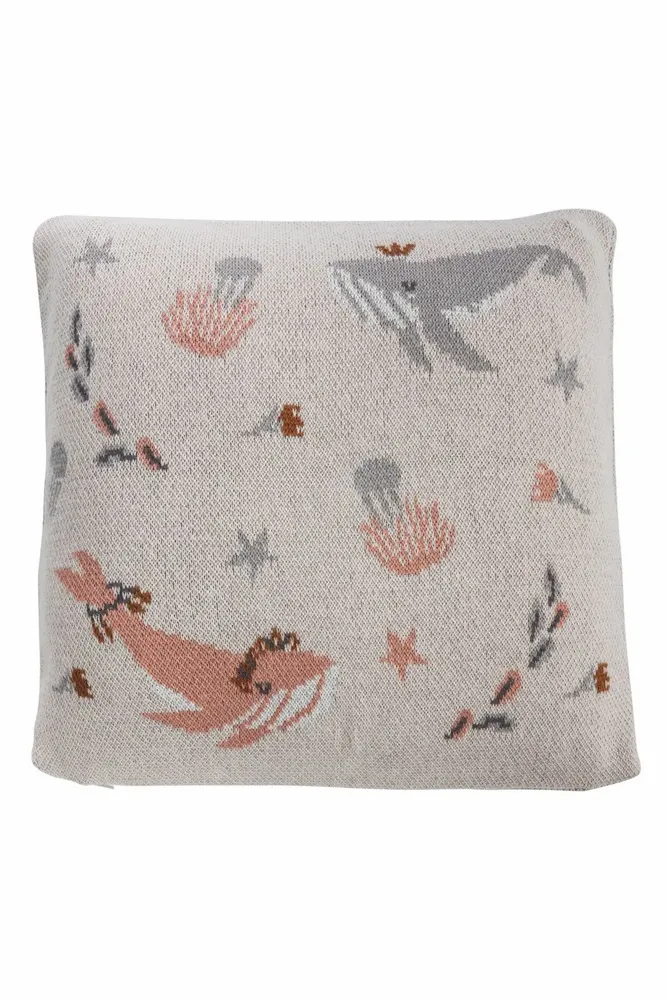 Children's bedrooms - Cushion cover and baby blanket WHALIO & GIRAFFE for children - TRANQUILLO