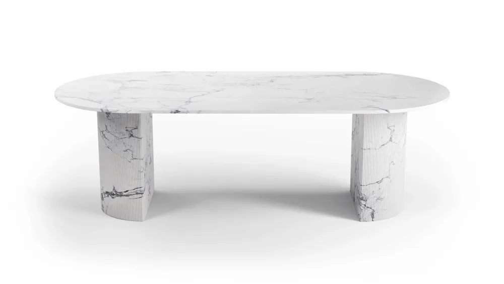 Tables Salle à Manger - Refleko - Tables à manger - Marbre Statuario Michelangelo Carrara - 200X100X75 cm - STONE VALLEY