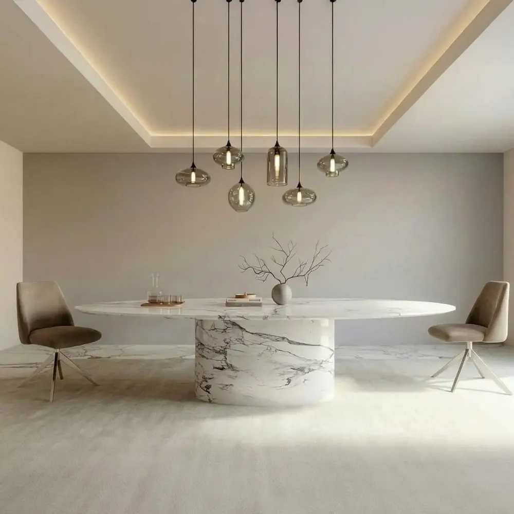 Dining Tables - Valleyra - Dining Tables - Statuario Michelangelo Carrara Marble - 180X100X75 cm - STONE VALLEY