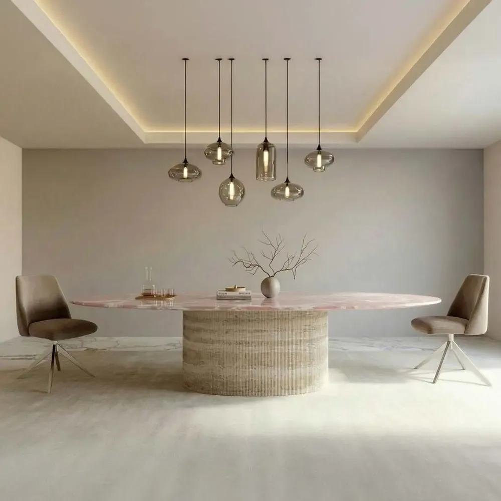 Tables Salle à Manger - Valleyra - Tables à manger - Onyx Rose - 180X100X75 cm - STONE VALLEY