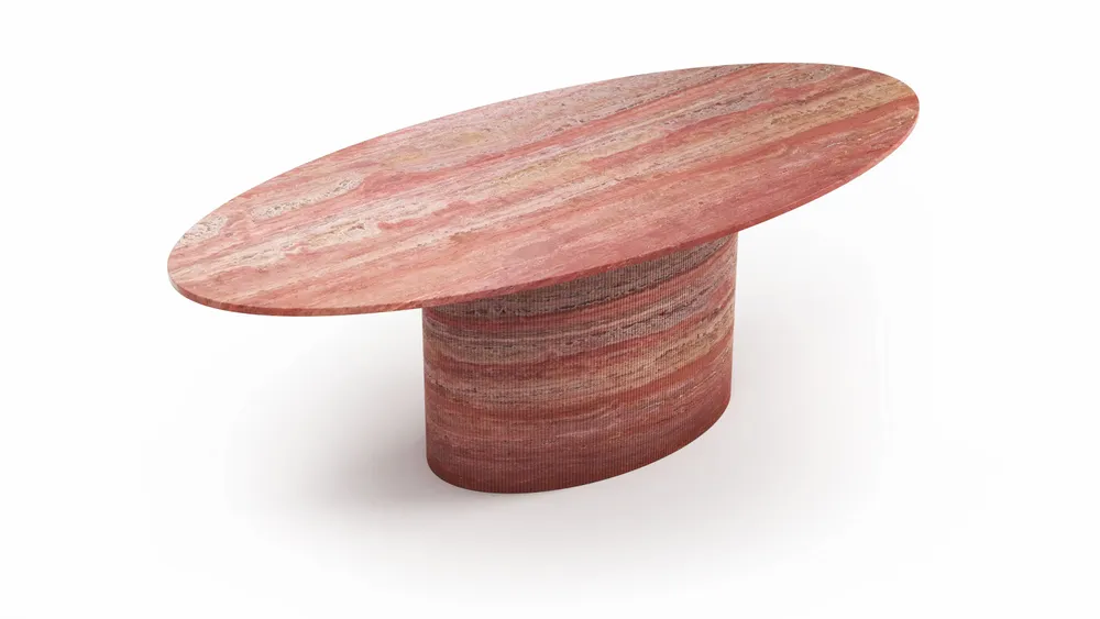 Tables Salle à Manger - Valleyra - Tables à manger - Travertin Rouge - 180X100X75 cm - STONE VALLEY