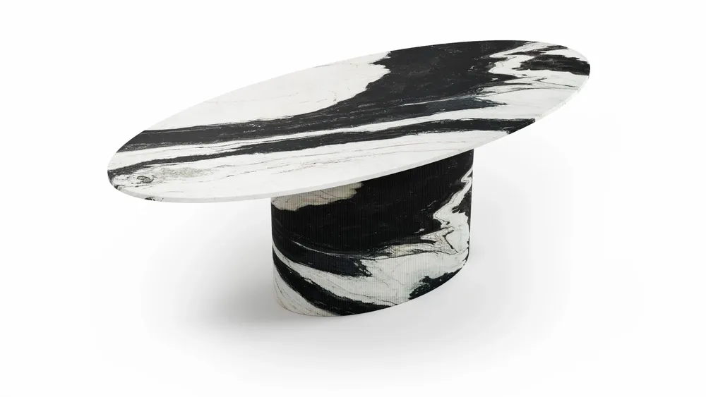 Dining Tables - Valleyra - Dining Tables - Panda Marble - 240X120X75 cm - STONE VALLEY