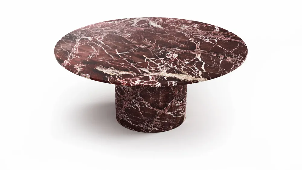 Tables Salle à Manger - Ocel - Tables à manger - Marbre Rosso Levano - 120X120X75 cm - STONE VALLEY