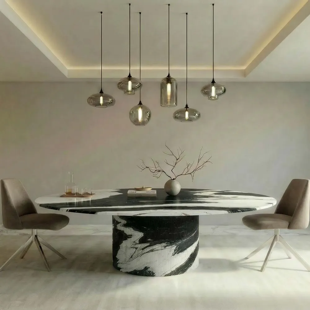 Dining Tables - Ocel - Dining Tables - Panda Marble - 180X180X75 cm - STONE VALLEY