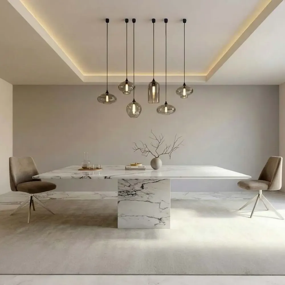 Dining Tables - Carrera - Dining Tables - Statuario Michelangelo Carrara Marble - 120X120X75 cm - STONE VALLEY