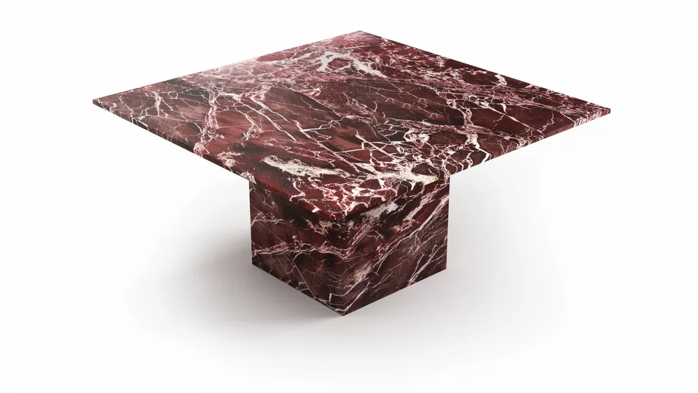 Dining Tables - Carrera - Dining Tables - Rosso Levano Marble - 150X150X75 cm - STONE VALLEY