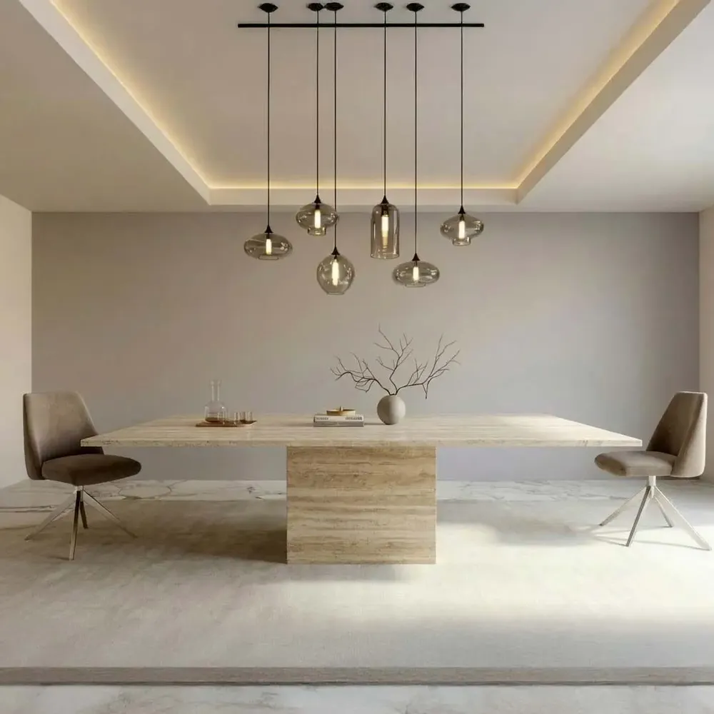 Dining Tables - Carrera - Dining Tables - Classic Travertine - 150X150X75 cm - STONE VALLEY