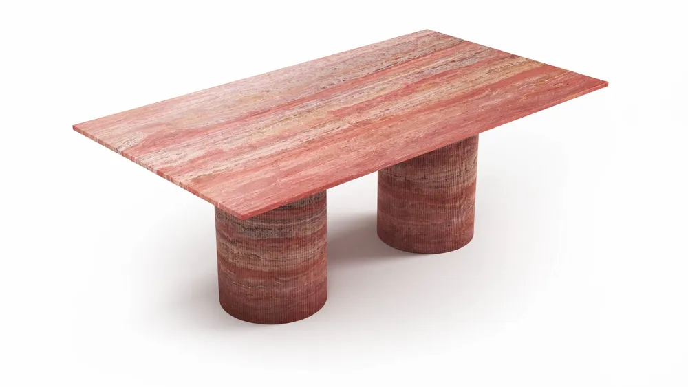 Dining Tables - Jaspura - Dining Tables - Red Travertine - 160X90X75 cm - STONE VALLEY
