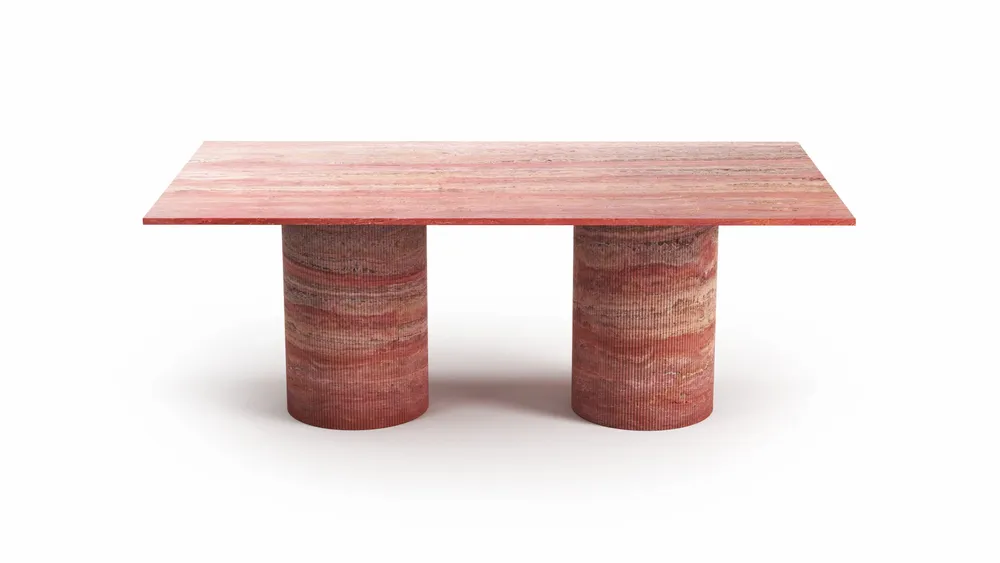 Dining Tables - Jaspura - Dining Tables - Red Travertine - 160X90X75 cm - STONE VALLEY