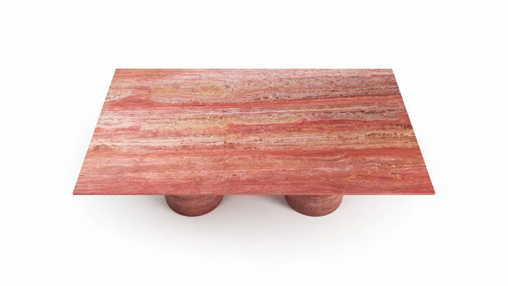 Dining Tables - Jaspura - Dining Tables - Red Travertine - 160X90X75 cm - STONE VALLEY