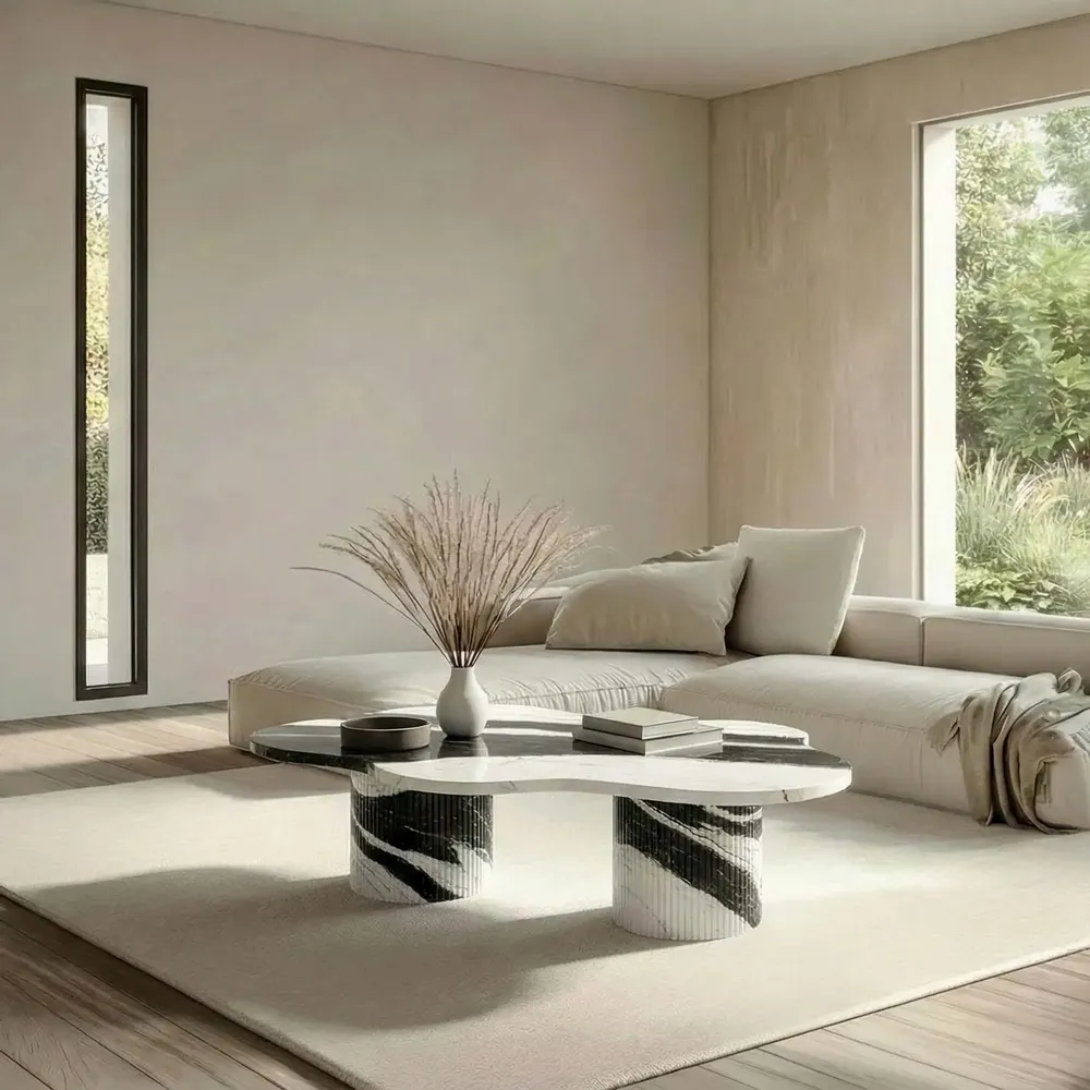 Tables basses - Nunoca - Tables basses - Marbre Panda - 110X70X40 cm - STONE VALLEY