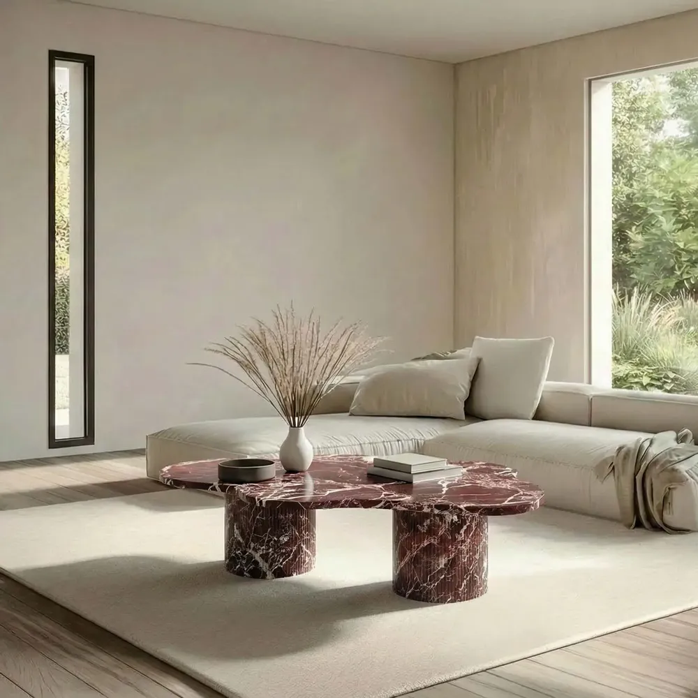 Tables basses - Nunoca - Tables basses - Marbre Rosso Levano - 130X80X40 cm - STONE VALLEY