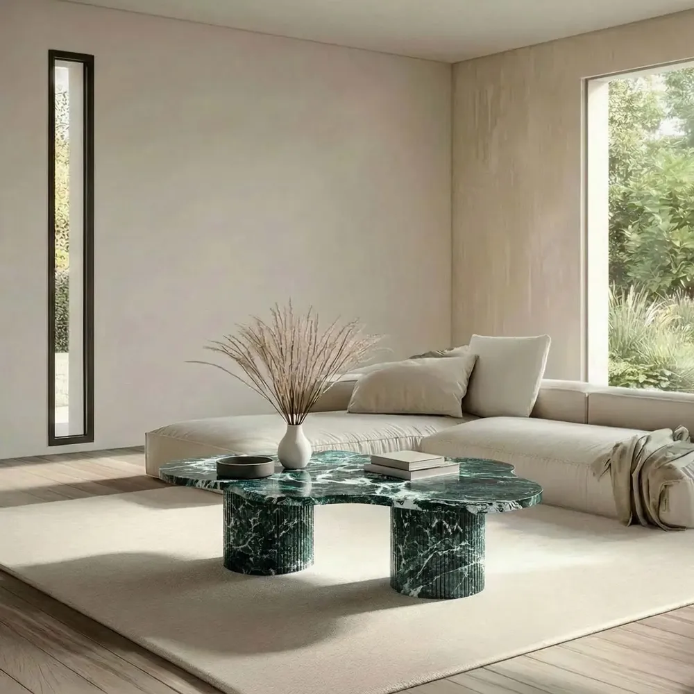 Coffee tables - Nunoca - Coffee Tables - Verde Alpi Marble - 130X80X40 cm - STONE VALLEY