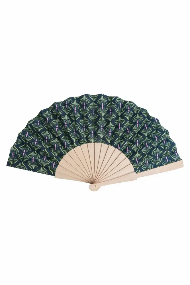 Objets design - Éventail NOIRVENT, GREEN TULIP & BERRY JUNGLE BIRD - TRANQUILLO