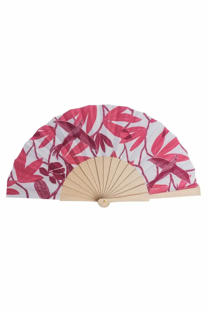 Objets design - Éventail NOIRVENT, GREEN TULIP & BERRY JUNGLE BIRD - TRANQUILLO