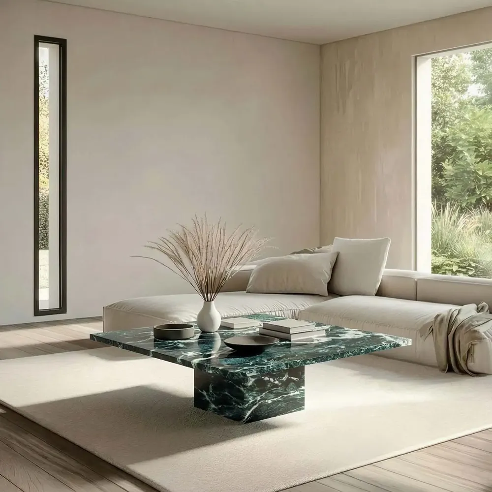 Coffee tables - Carrera - Coffee Tables - Verde Alpi Marble - 70X70X40 cm - STONE VALLEY
