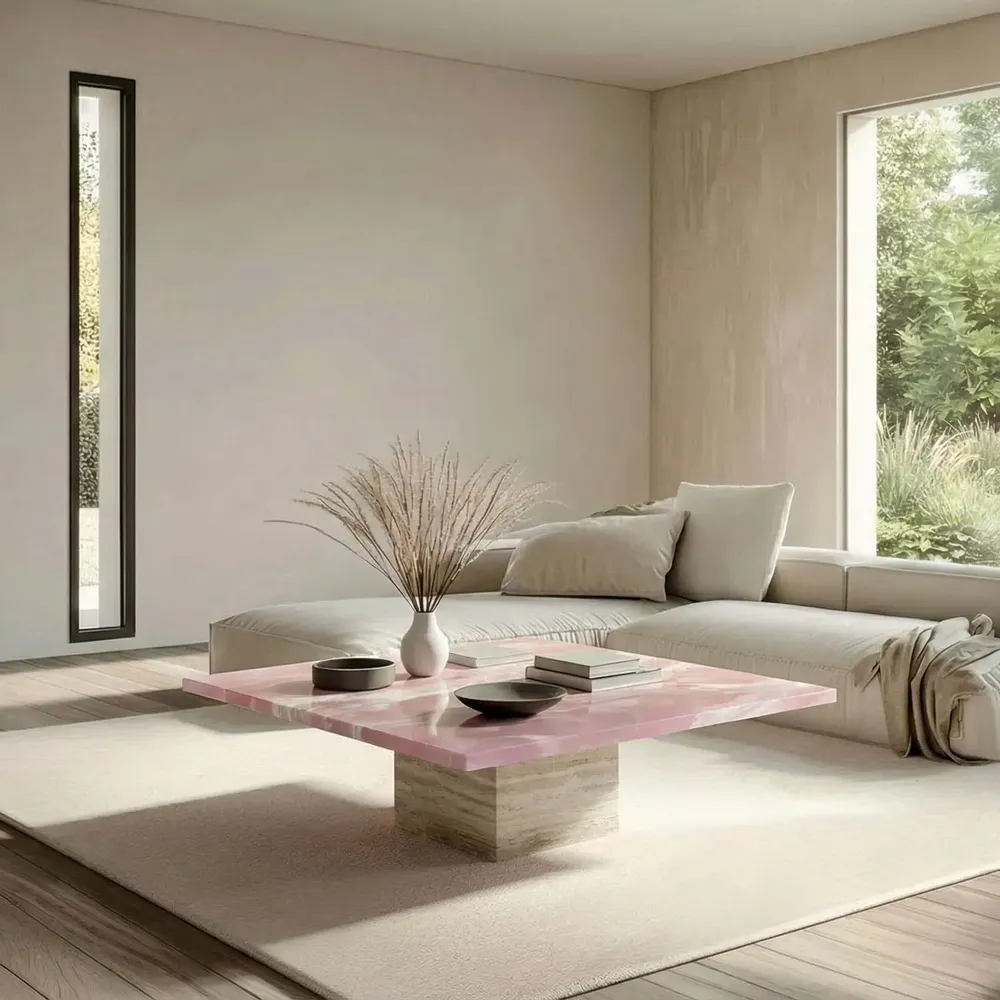Coffee tables - Carrera - Coffee tables - Pink Onyx - 70X70X40 cm - STONE VALLEY