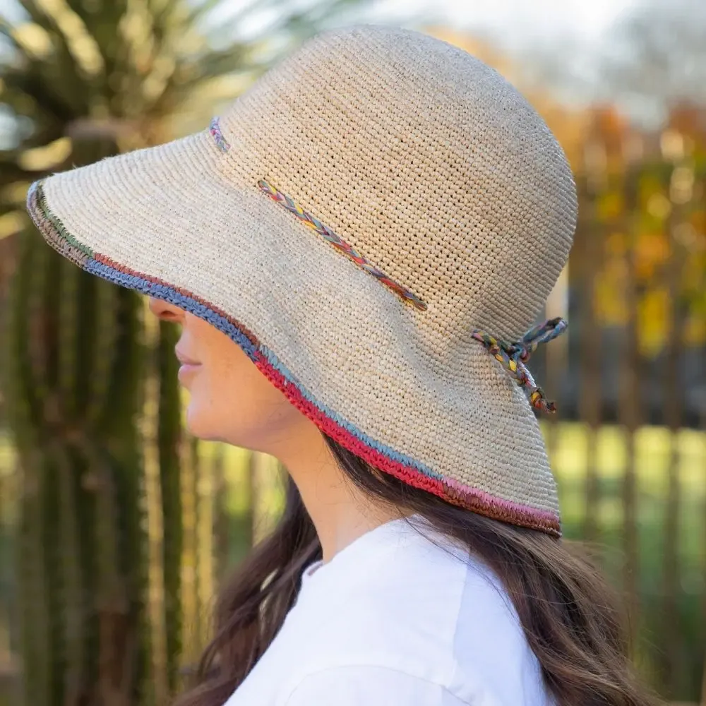 Hats - RAFFIA CLOCHE HAT with multicolored edge - TRAVAUX EN COURS...