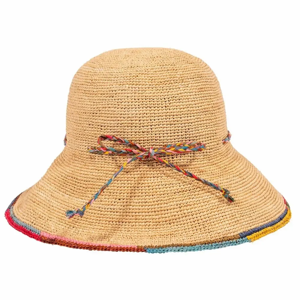 Hats - RAFFIA CLOCHE HAT with multicolored edge - TRAVAUX EN COURS...