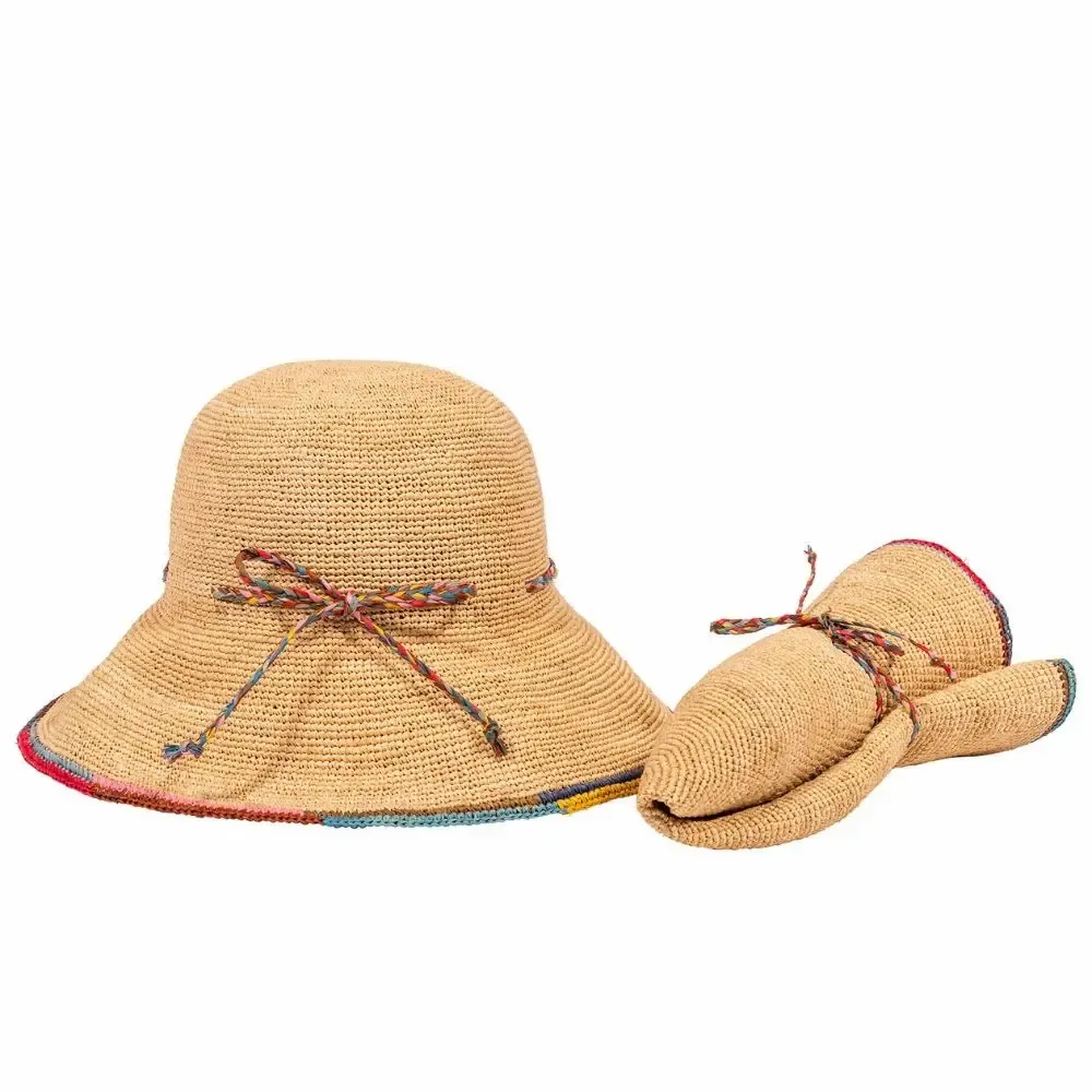 Hats - RAFFIA CLOCHE HAT with multicolored edge - TRAVAUX EN COURS...