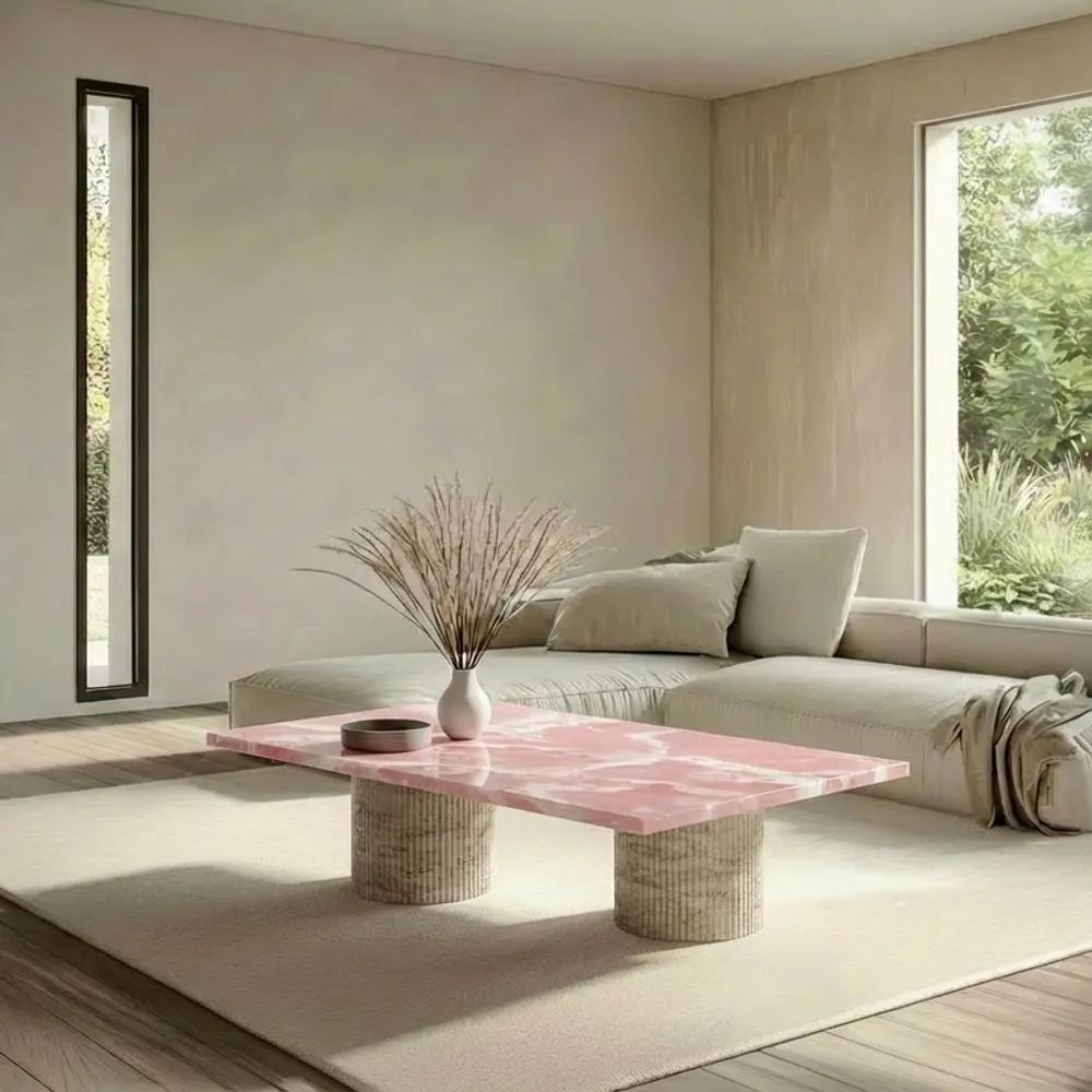 Tables basses - Jaspura - Tables basses - Onyx Rose - 100X50X40 cm - STONE VALLEY