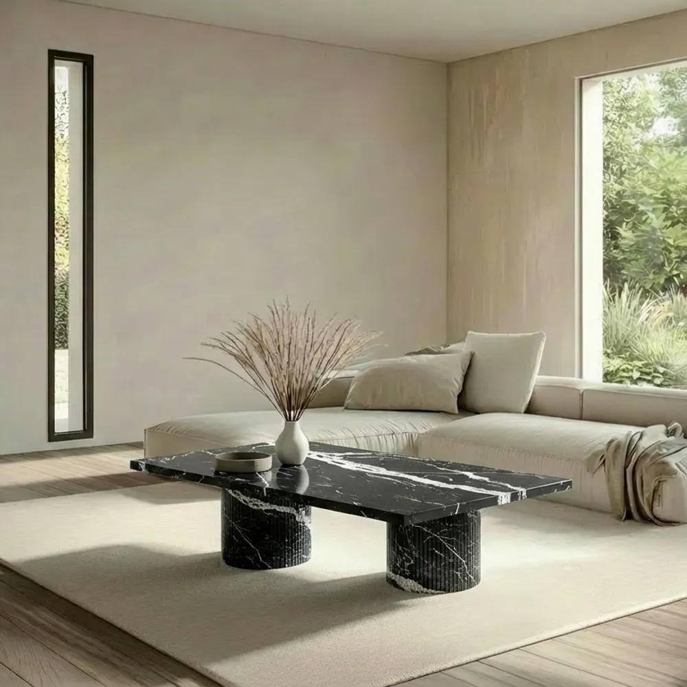 Coffee tables - Jaspura - Coffee Tables - Nero Maquina Marble - 120X60X40 cm - STONE VALLEY