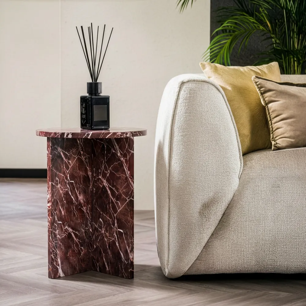 Other tables - Ocel - Other tables - Rosso Levano marble - 45X45X55 cm - STONE VALLEY