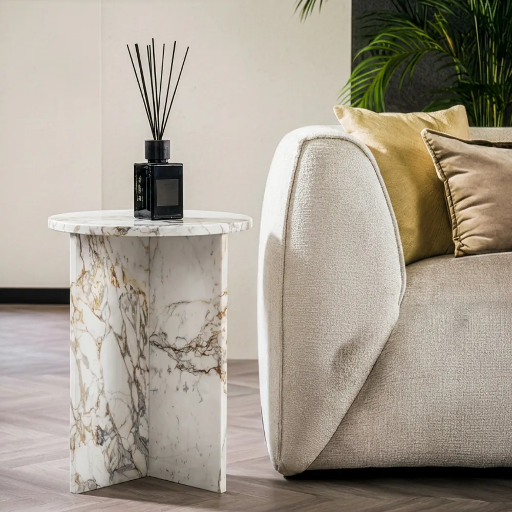 Other tables - Ocel - Other tables - Calacatta Oro marble - 45X45X55 cm - STONE VALLEY