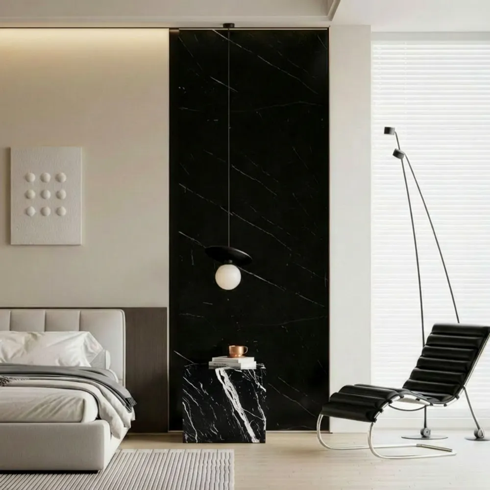 Tables de nuit - Gema - Autres tables - Marbre Nero Maquina - 45X45X43 cm - STONE VALLEY