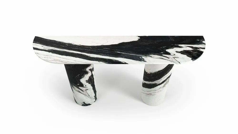 Consoles - Ombrure - Table console - Marbre Panda - 160X40X85 cm - STONE VALLEY