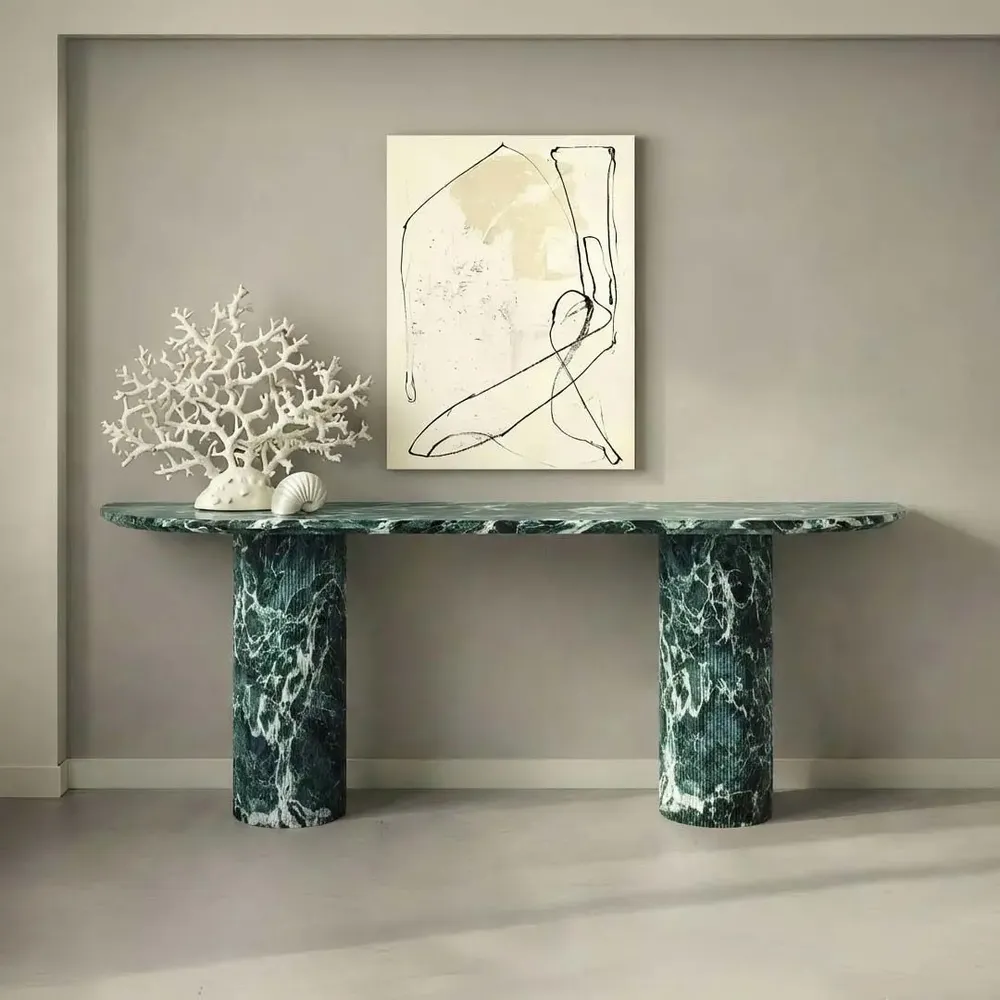 Consoles - Ombrure - Table console - Marbre Verde Alpi - 180X40X85 cm - STONE VALLEY