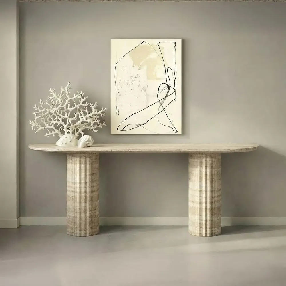 Console table - Ombrure - Console Table - Classic Travertine - 180X40X85 cm - STONE VALLEY