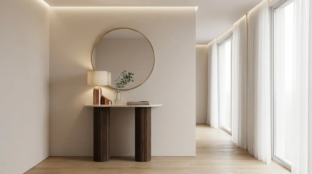 Consoles - Ombrure mini - Table console - Marbre Crema - 100X30X85 cm - STONE VALLEY