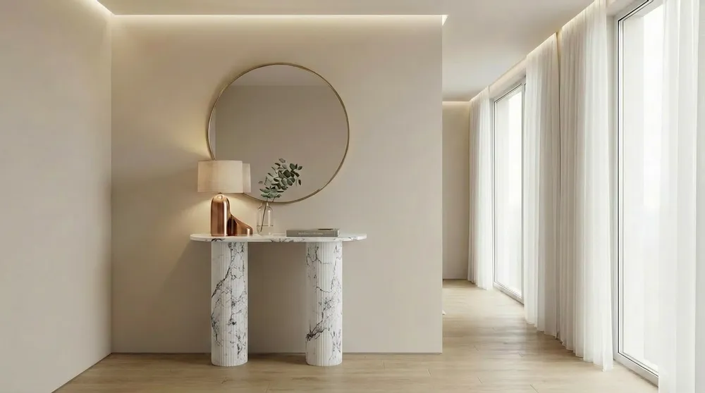 Consoles - Ombrure mini - Table console - Marbre Statuario Michelangelo Carrara - 100X30X85 cm - STONE VALLEY