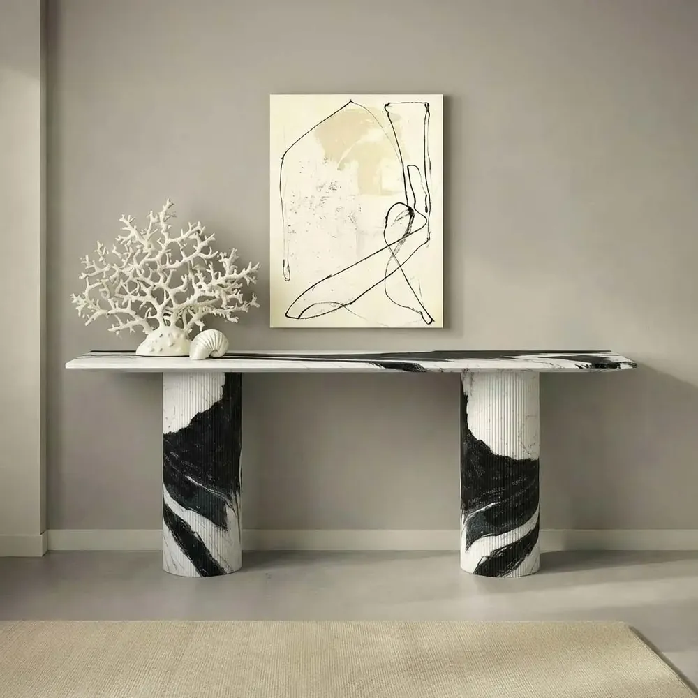 Consoles - Ombrure - Table console - Marbre Panda - 160X40X85 cm - STONE VALLEY