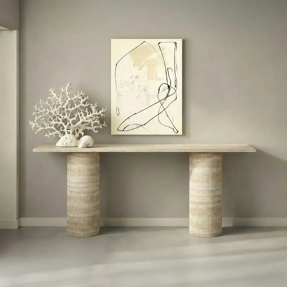 Console table - Ombrure - Console Table - Classic Travertine - 180X40X85 cm - STONE VALLEY