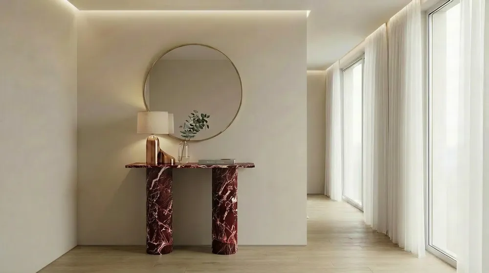 Console table - Ombre mini - Console table - Rosso Levano marble - 100X30X85 cm - STONE VALLEY