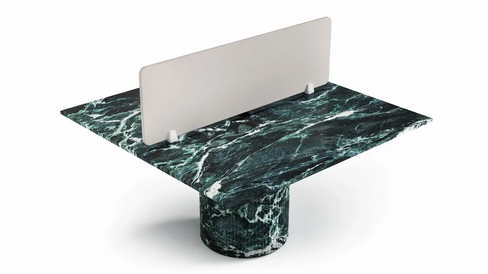 Office furniture and storage - Escalerion - offices - Verde Alpi marble - 140X140X75 cm - STONE VALLEY
