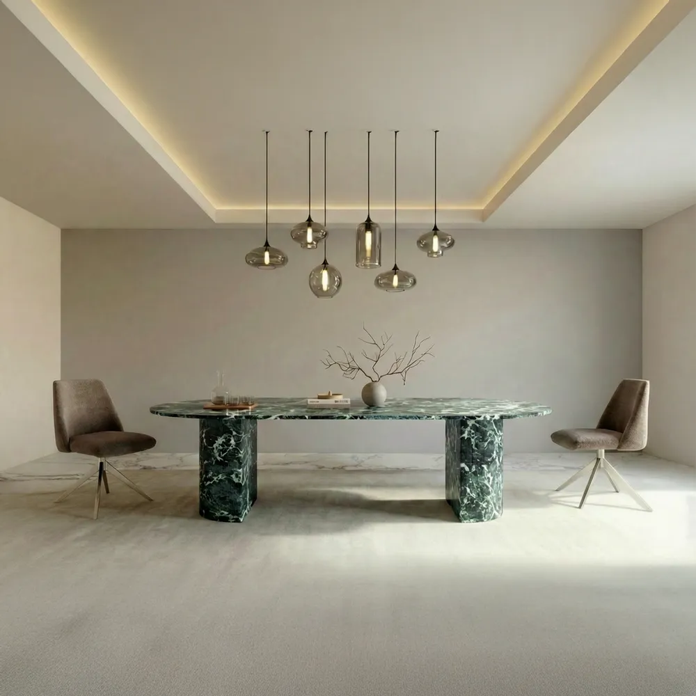 Tables Salle à Manger - Refleko - Tables à manger - Marbre Verde Alpi - 200X100X75 cm - STONE VALLEY