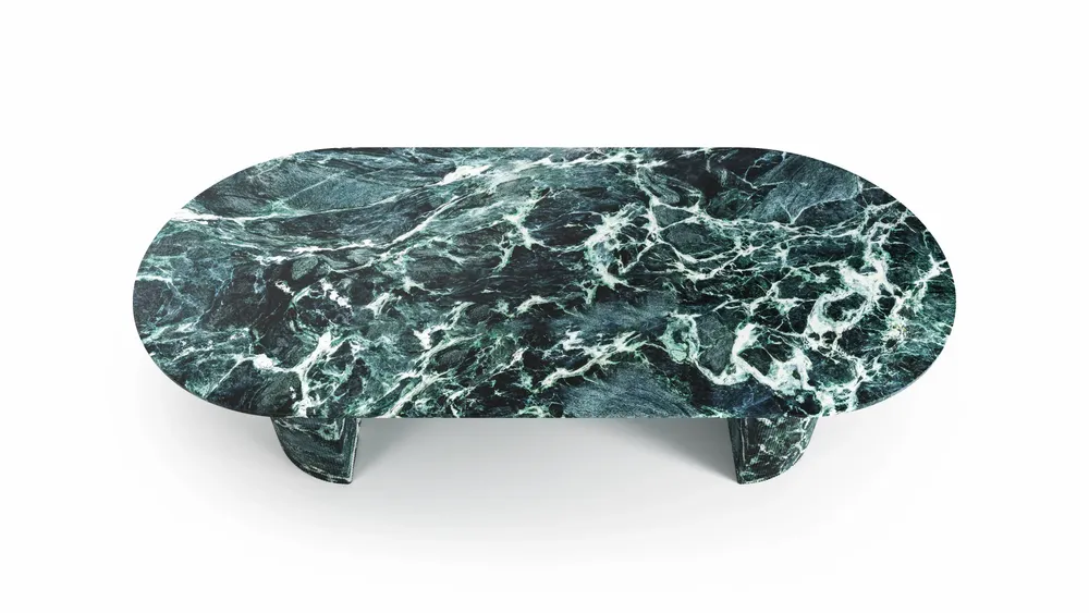 Tables Salle à Manger - Refleko - Tables à manger - Marbre Verde Alpi - 200X100X75 cm - STONE VALLEY