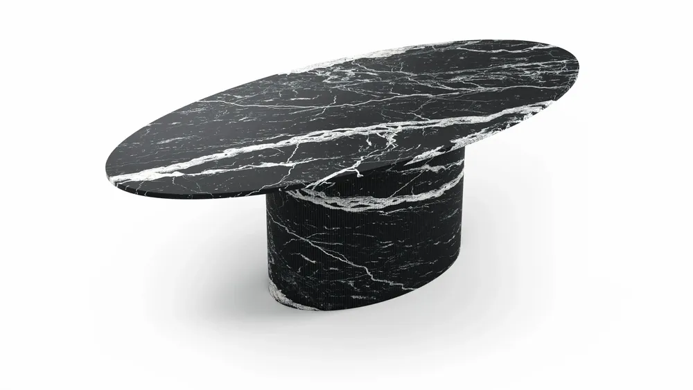 Dining Tables - Valleyra - Dining Tables - Nero Maquina Marble - 180X100X75 cm - STONE VALLEY