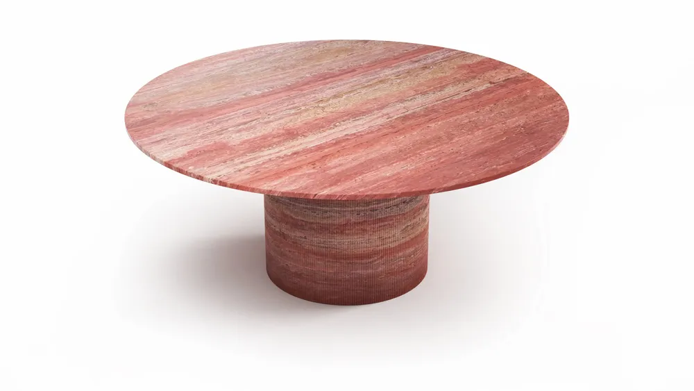 Tables Salle à Manger - Ocel - Tables à manger - Travertin Rouge - 150X150X75 cm - STONE VALLEY