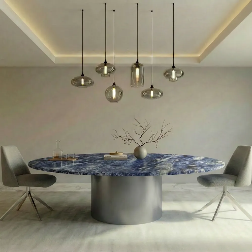 Dining Tables - Ocel - Dining Tables - Granite Blue Bahia - 180X180X75 cm - STONE VALLEY