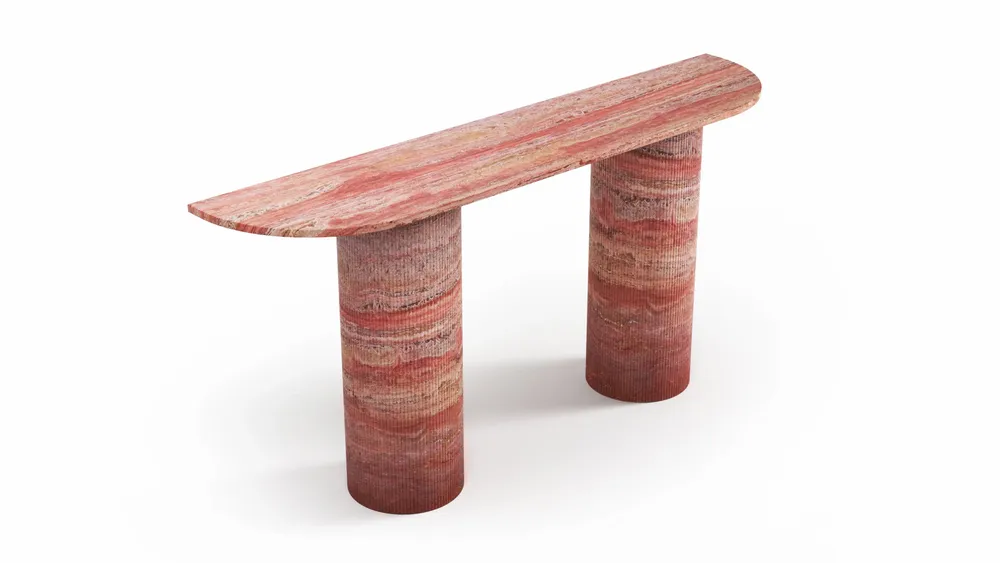Console table - Ombrure - Console Table - Red Travertine - 180X40X85 cm - STONE VALLEY
