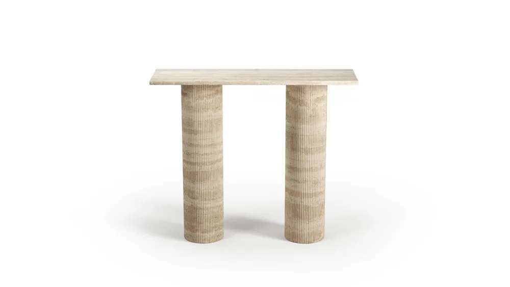 Consoles - Ombrure mini - Table console - Travertin Classique - 100X30X85 cm - STONE VALLEY