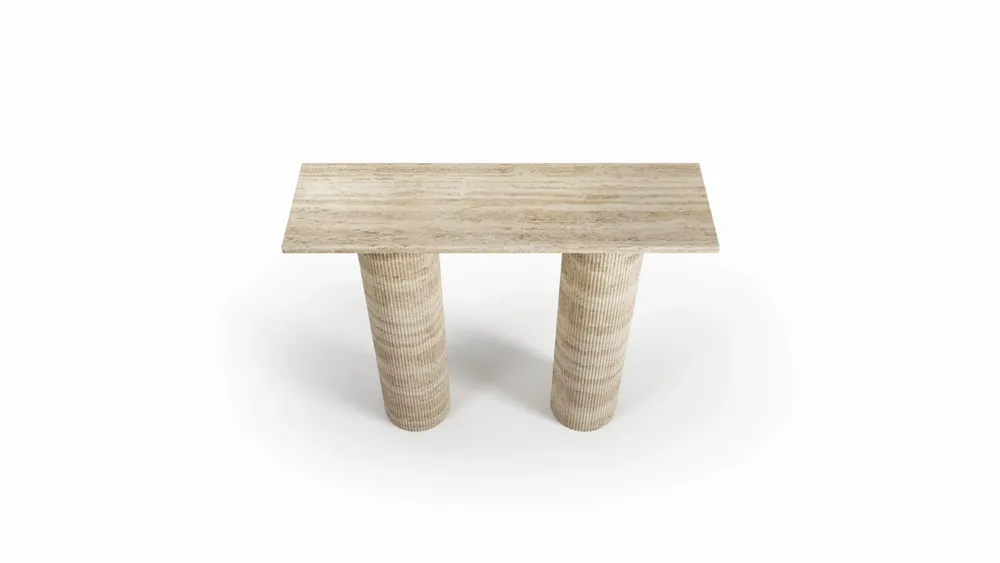 Consoles - Ombrure mini - Table console - Travertin Classique - 100X30X85 cm - STONE VALLEY